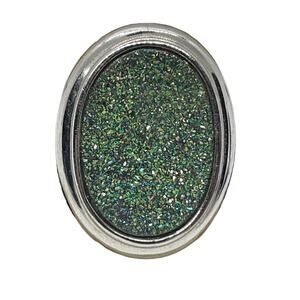 Sterling Silver Ring 925 Size 8.25 Large Heavy Druzy Stone Filigree 17 Grams